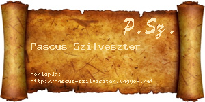 Pascus Szilveszter névjegykártya